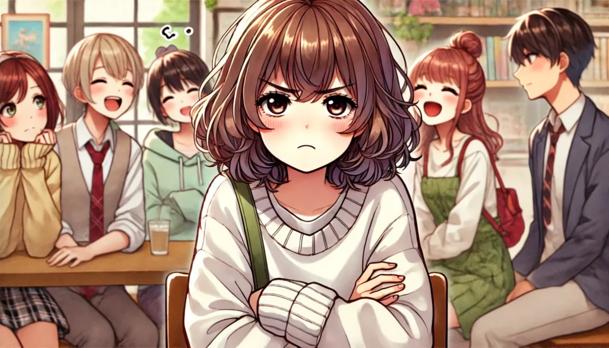 好きな映画を答えたら、周りからバカにされてしまってちょっとムカッとしている女性です。
