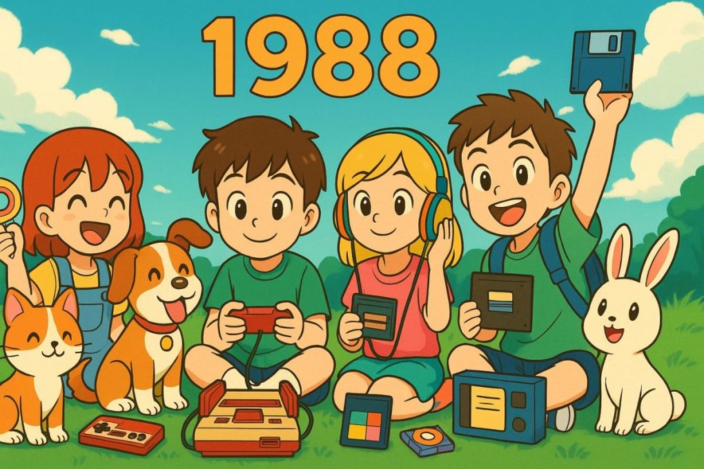 1988年を象徴するイメージ画像を、わかりやすいようにアニメ風にしてあります。