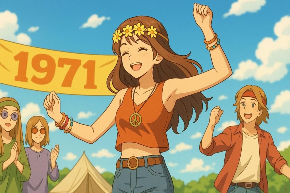 1971年を象徴するイメージ画像をアニメ風にしました。