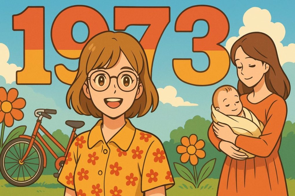 1973年を象徴するイメージ画像をアニメ風にしました。