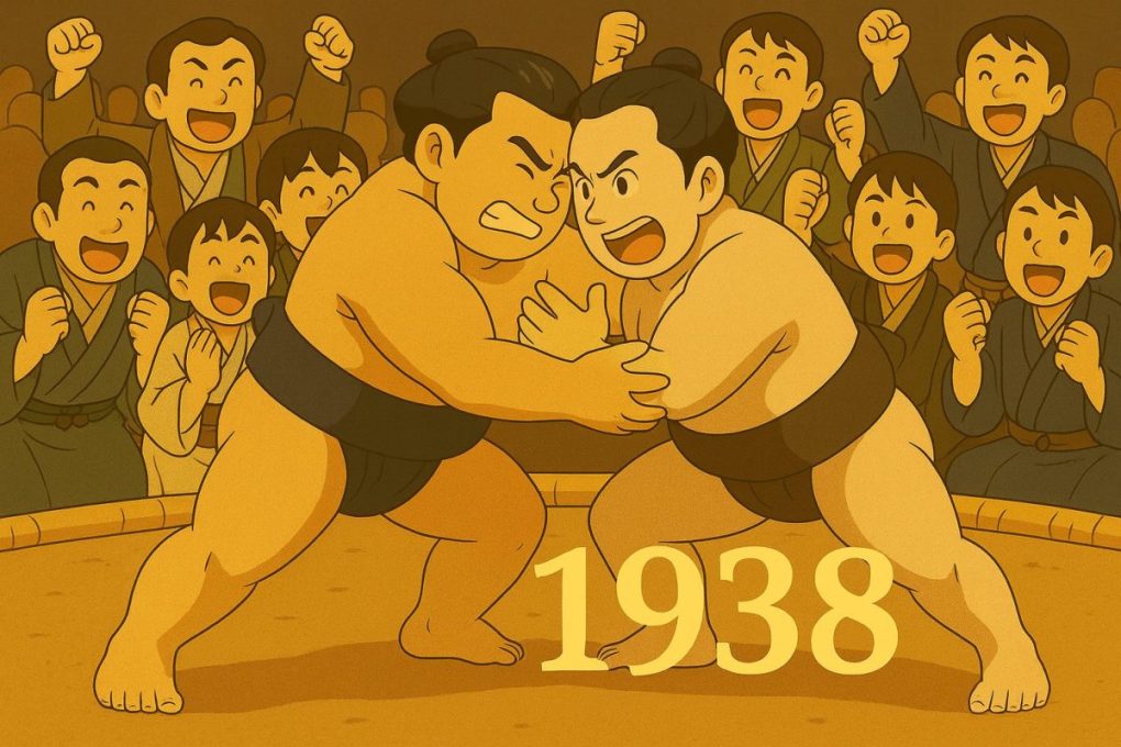 １９３８年のイメージ、相撲に国民は夢中になっています。