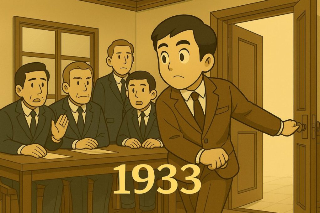 1933年を象徴するイメージ画像。日本が国連を脱退して、びっくりしている外国の首脳です。